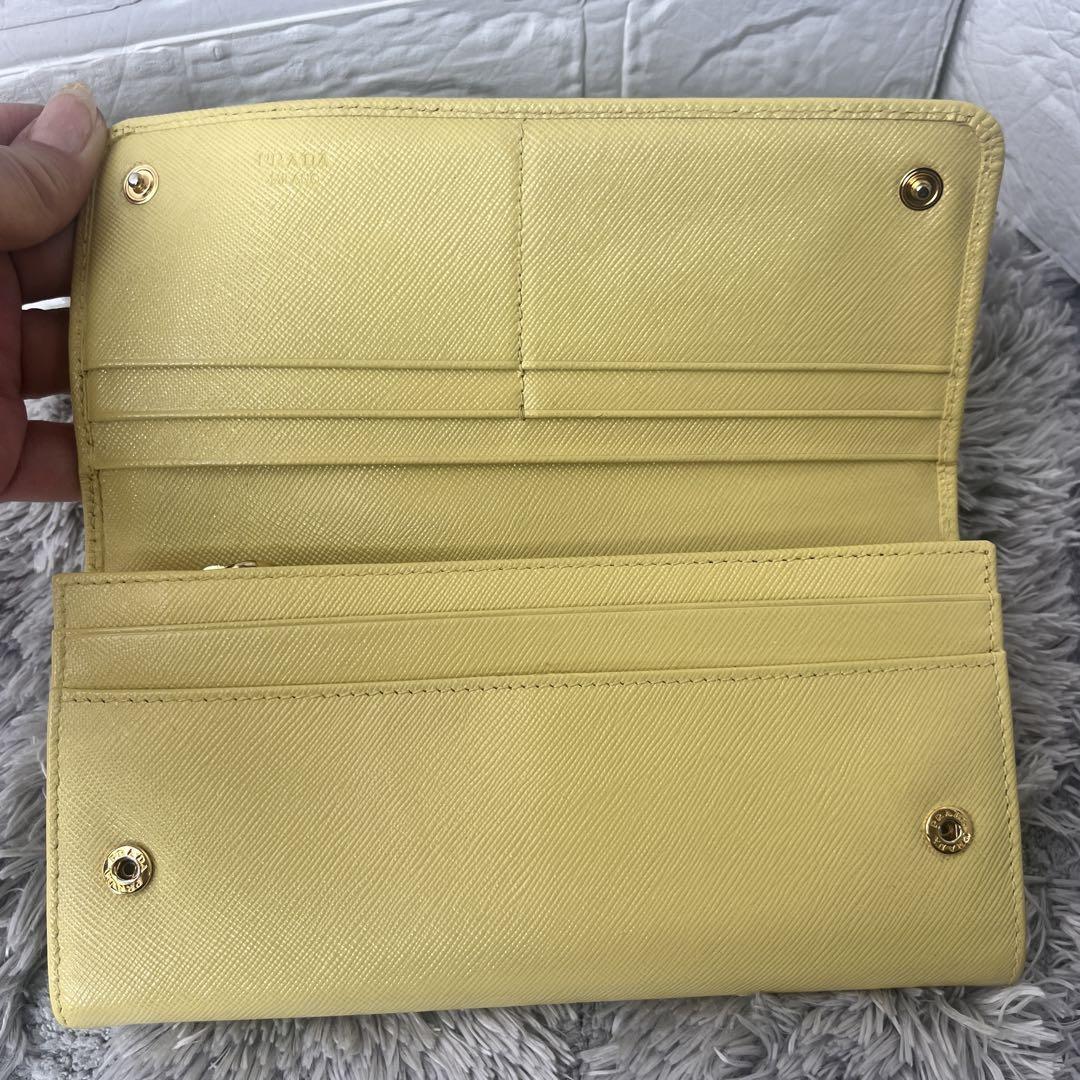 良品✨PRADA 長財布　サフィアーノ　メタルロゴ　レモンイエロー　レディース