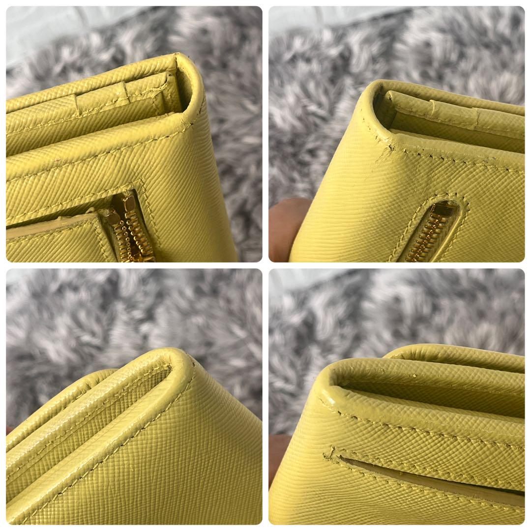 良品✨PRADA 長財布　サフィアーノ　メタルロゴ　レモンイエロー　レディース