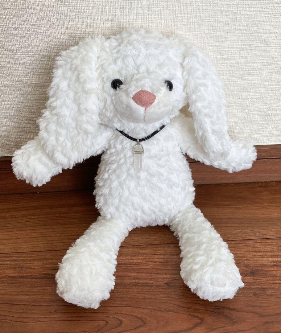 座敷わらしの御霊が宿るぬいぐるみ(白うさぎ)＋水晶ネックレス 座敷童子