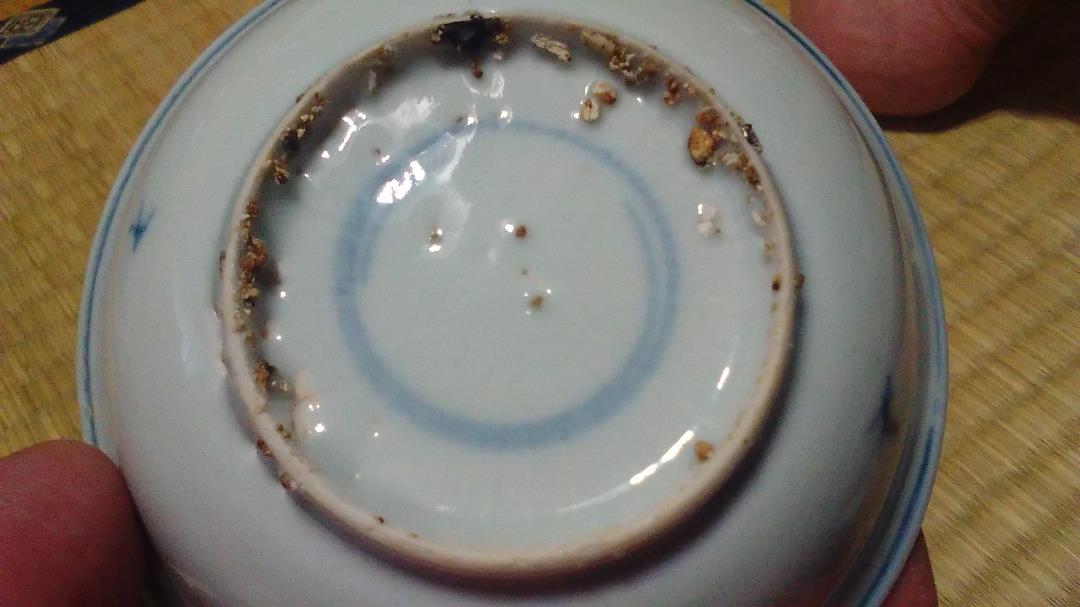 古染付 水鳥図 平盃（径8.8cm）明・景徳鎮