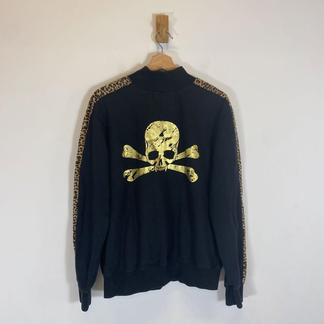 ロエン Roen✨ジップスウェット【L】レオパード柄ライン 黒