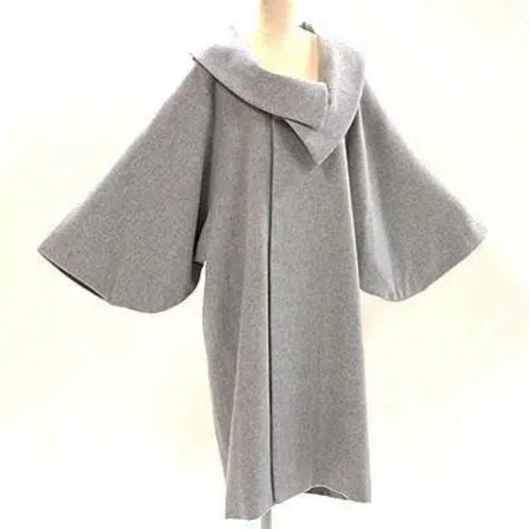 お洒落 カシミヤ混シャルム ロール 和装コート ライトグレー