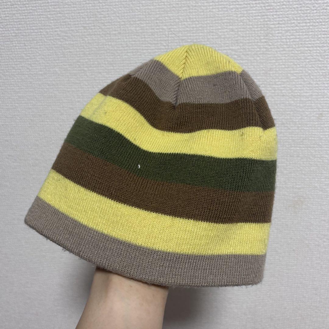 stussy ボーダービーニー アクリル ブラウン y2k