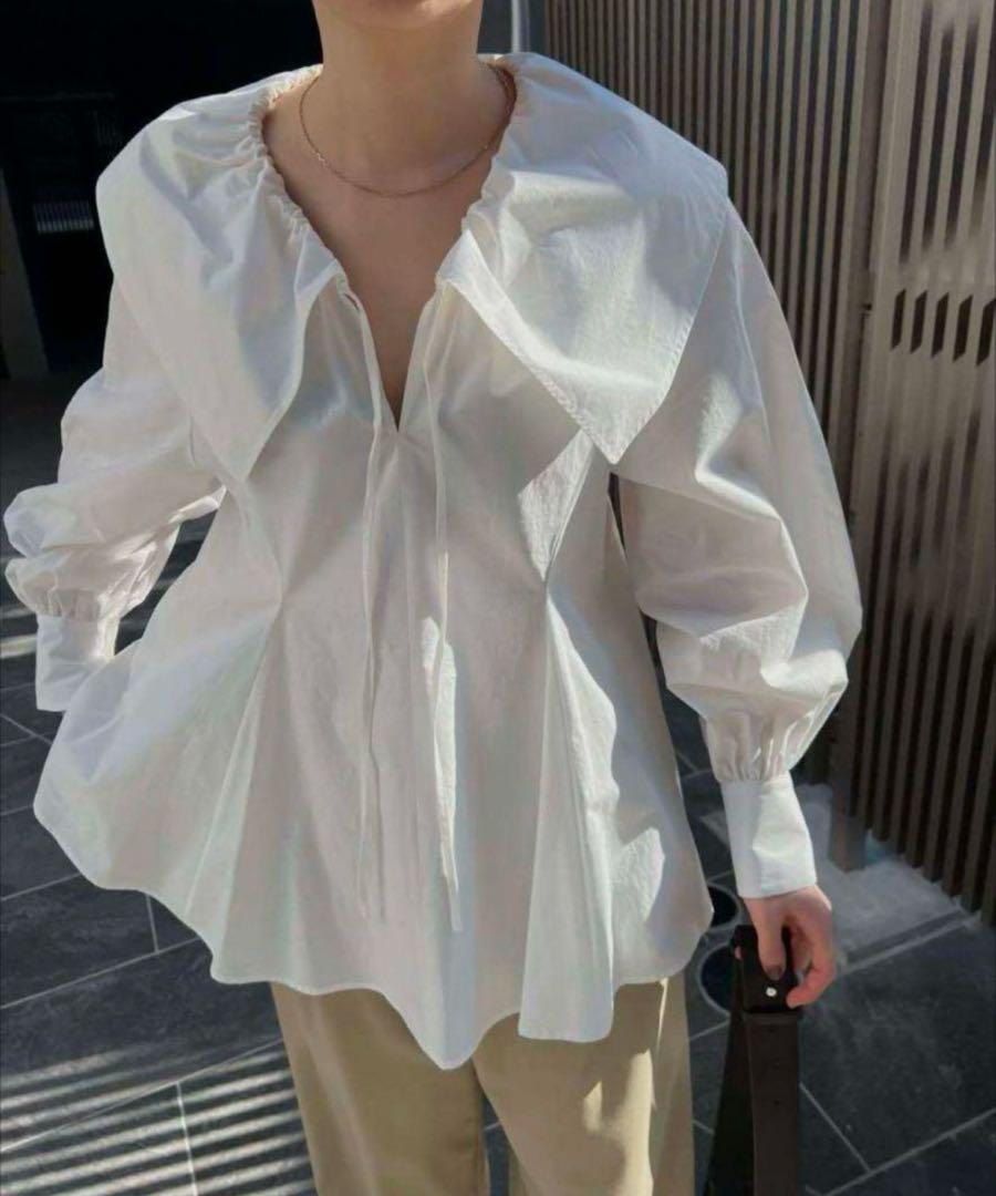 CLANE BIG COLLAR DRAWSTRING BLOUSE クラネ