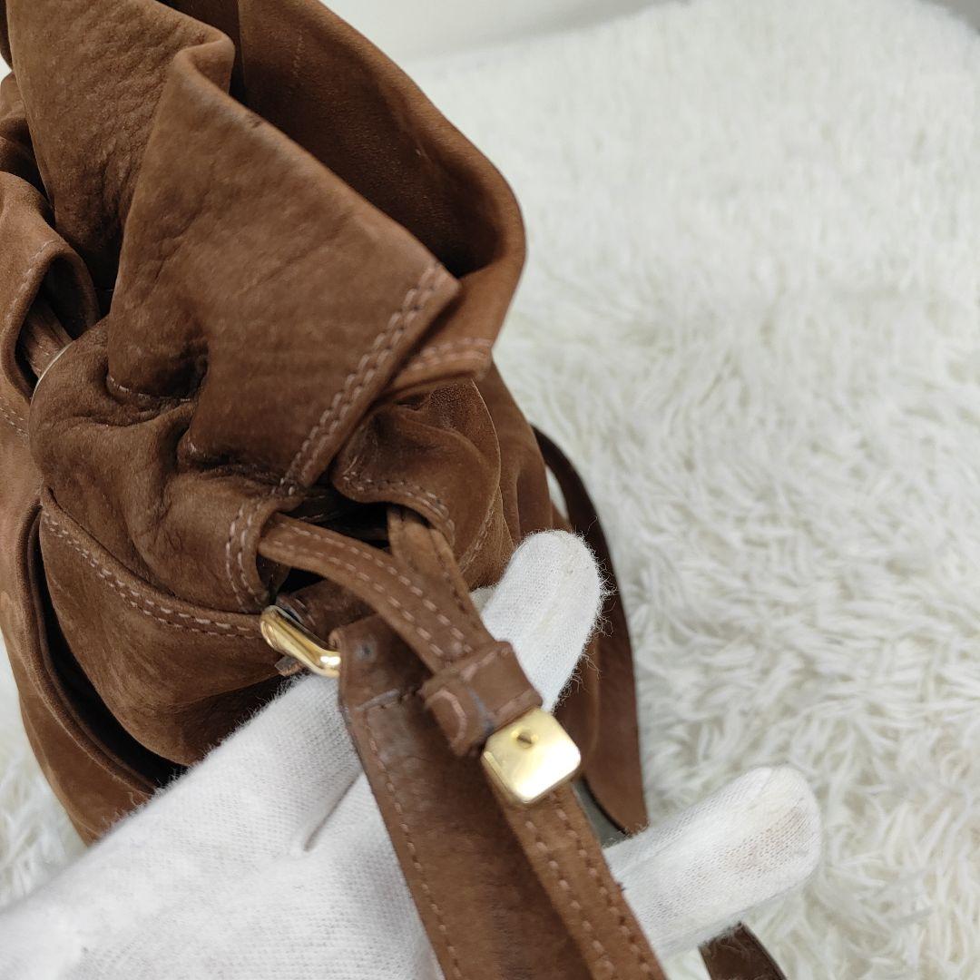 CELINE　ショルダーバッグ　巾着　トリオンフ　レザー　ヌバック