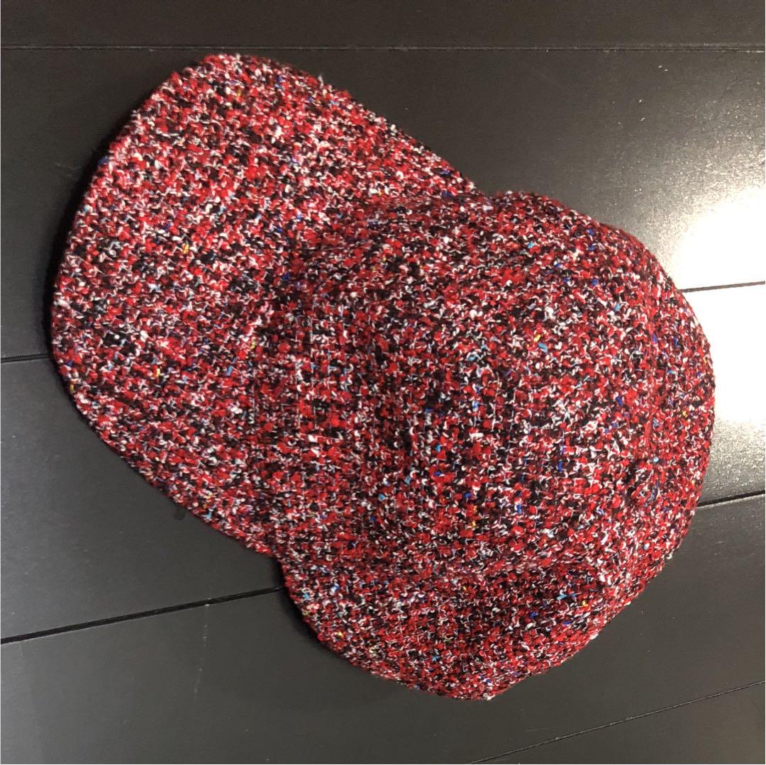 ZARA ザラ ツイード キャップ 帽子 赤