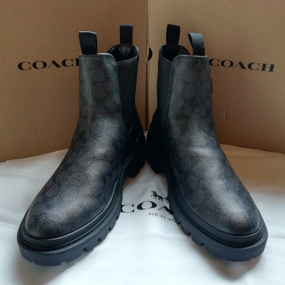 正規店購入★コーチ★シグネチャーレザーブーツ黒27cm★新品、箱付き