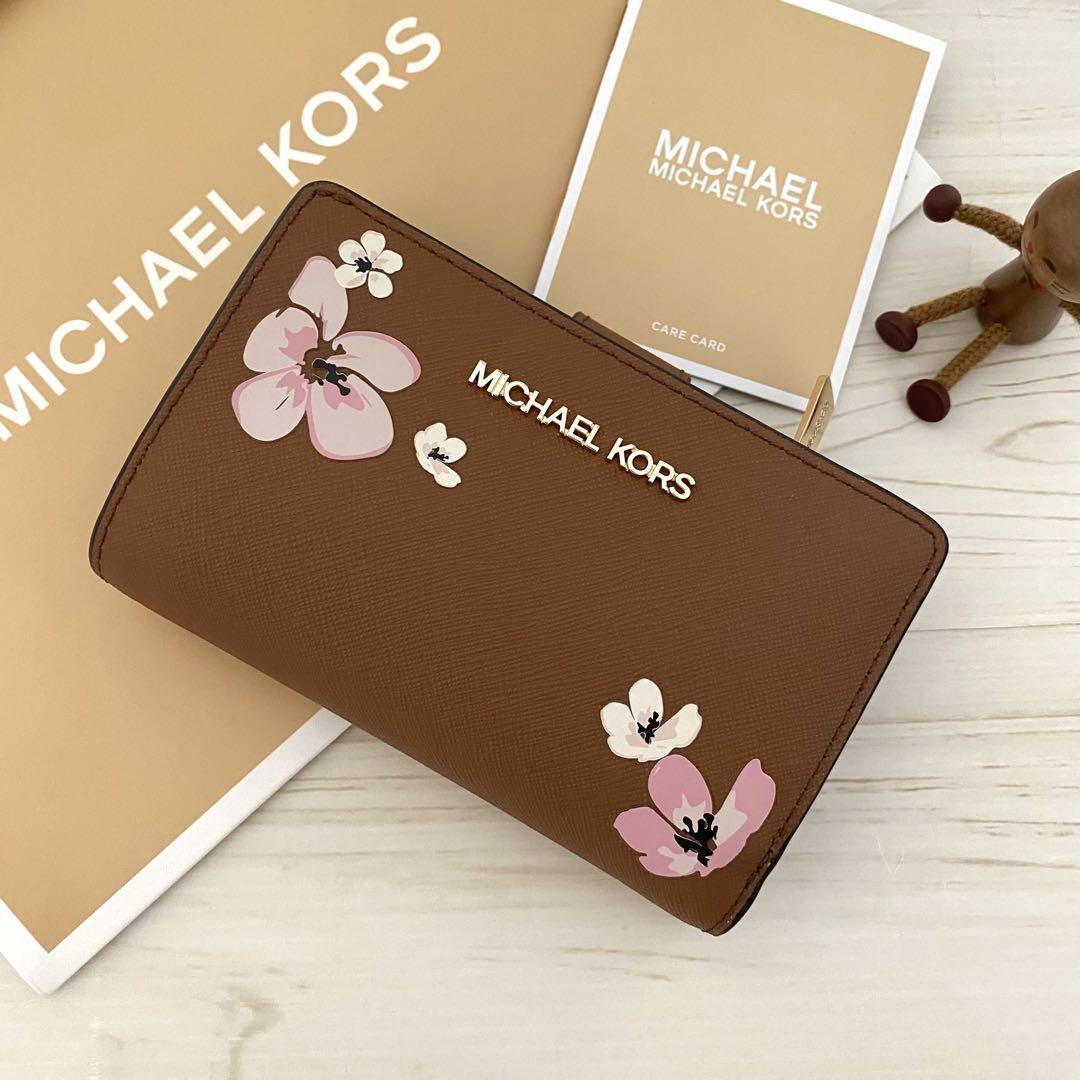 43 新品 MICHAEL KORS 折り財布 花柄 ブラウン 二つ折り財布