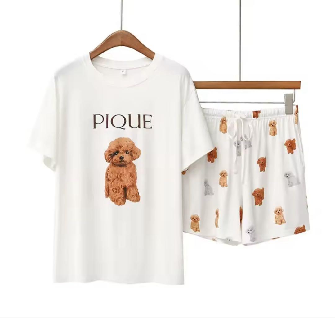 ジェラート ピケ PIQUE 犬プリント ルームウェアセット