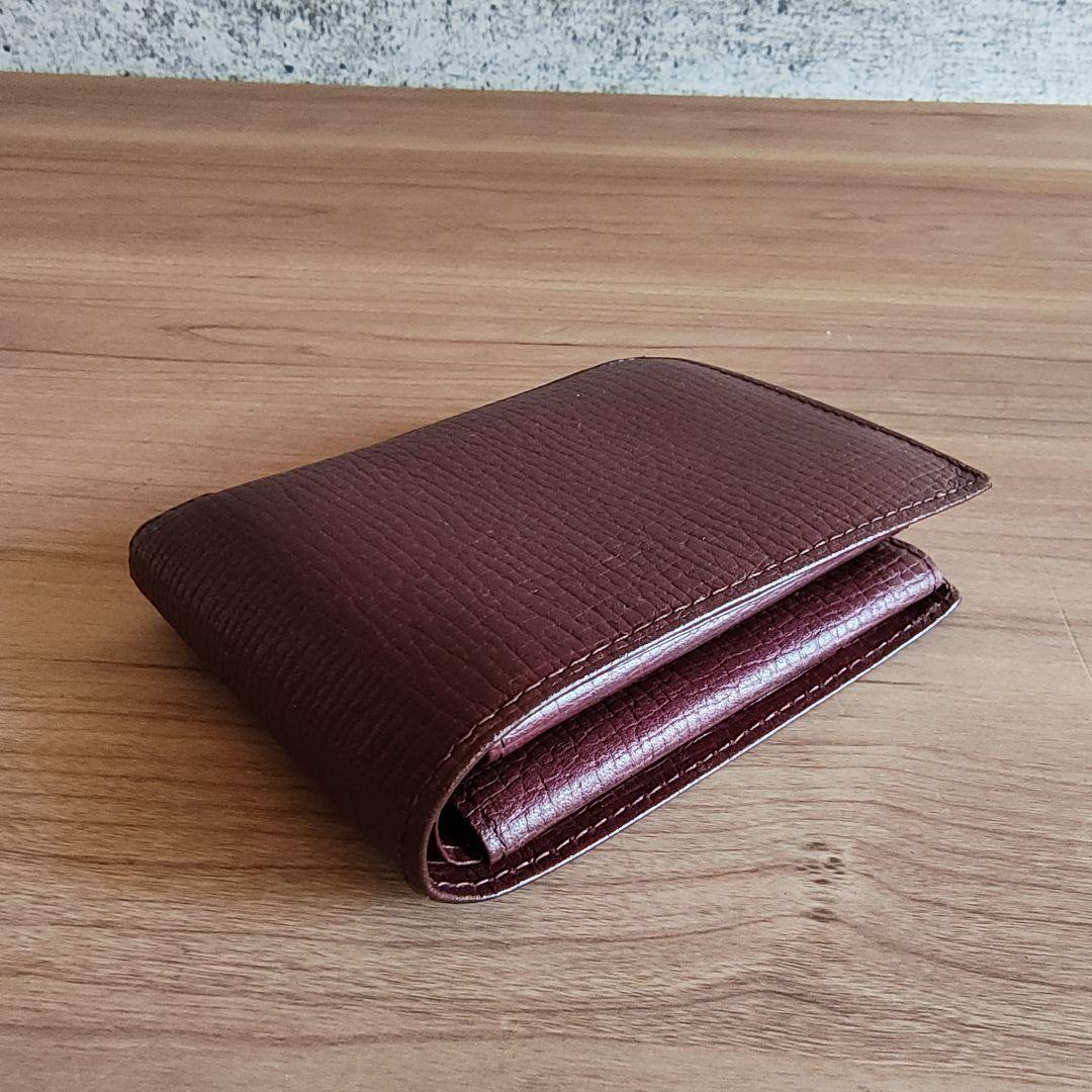 美品 バーバリー 本革 レザー 2つ折り財布 ボルドー 茶色 レディース メンズ