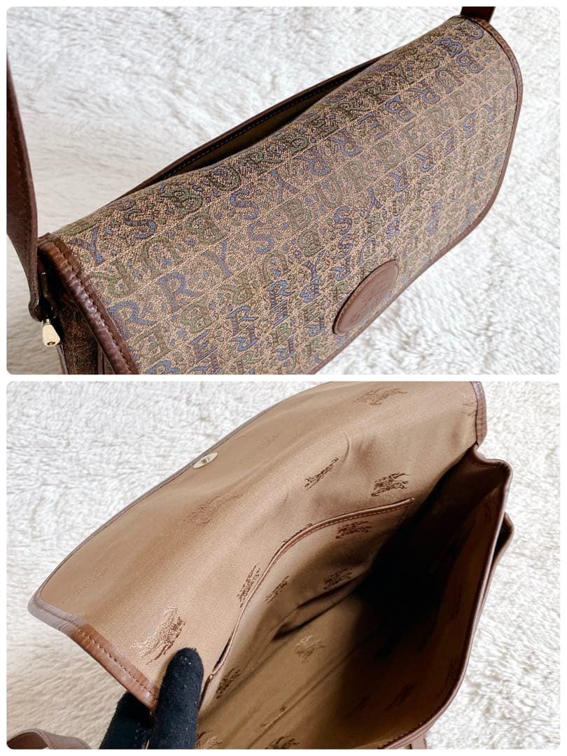 美品 希少 BURBERRY ロゴ柄 モノグラム カメラバッグ ショルダーバッグ