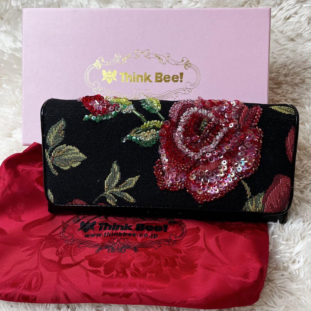 Think Bee シンクビー　長薔薇　花　クロコ　ビーズ　スパンコール　金具