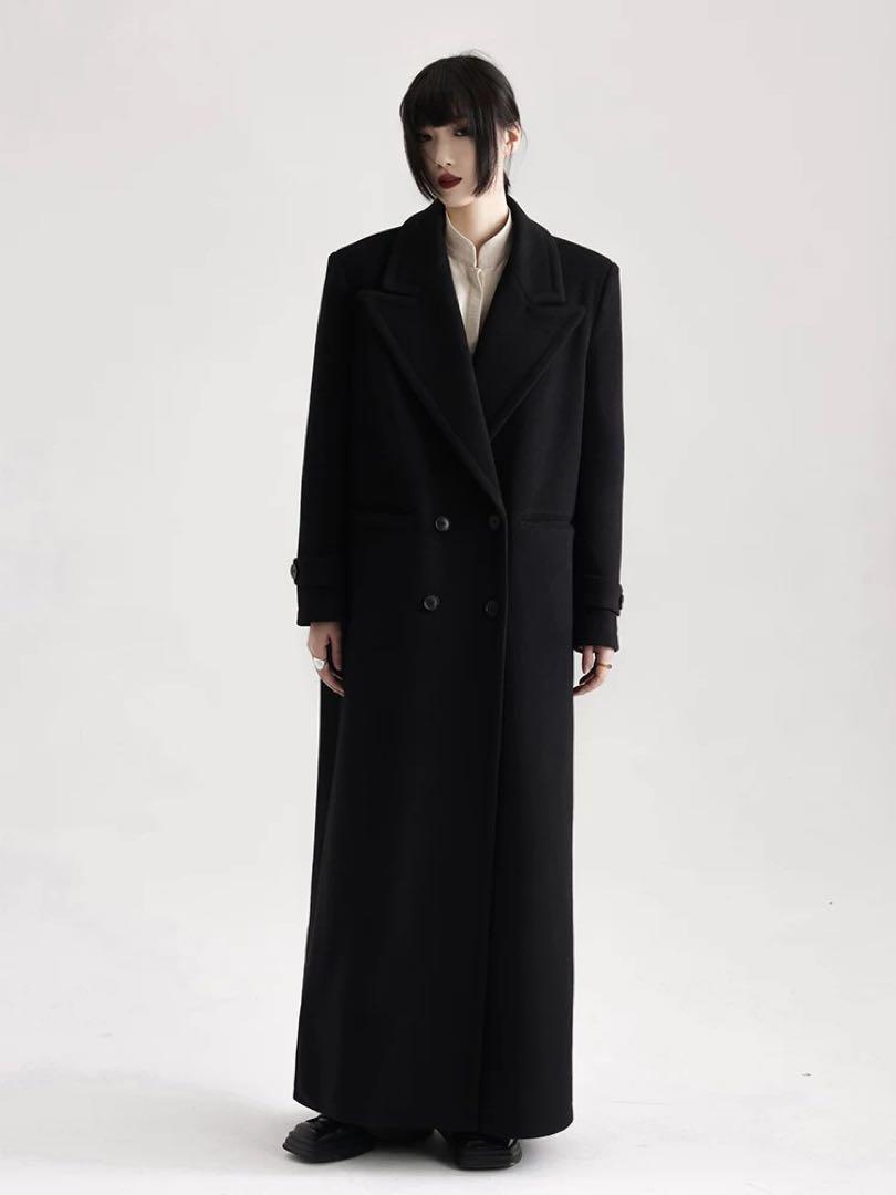 APOZi collection ダブルスーパーロング コート ブラック