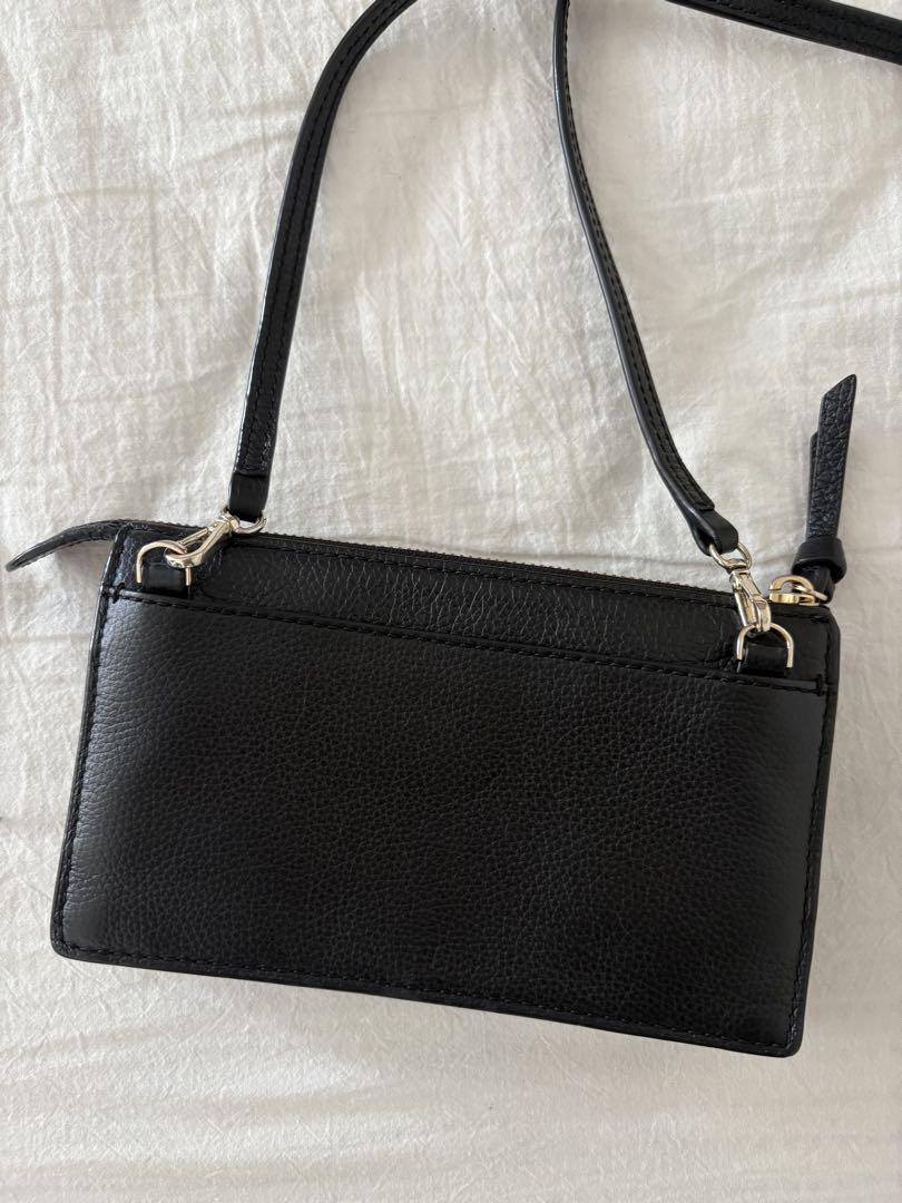 kate spade ブラック レザー ショルダーバッグ - メルカリ