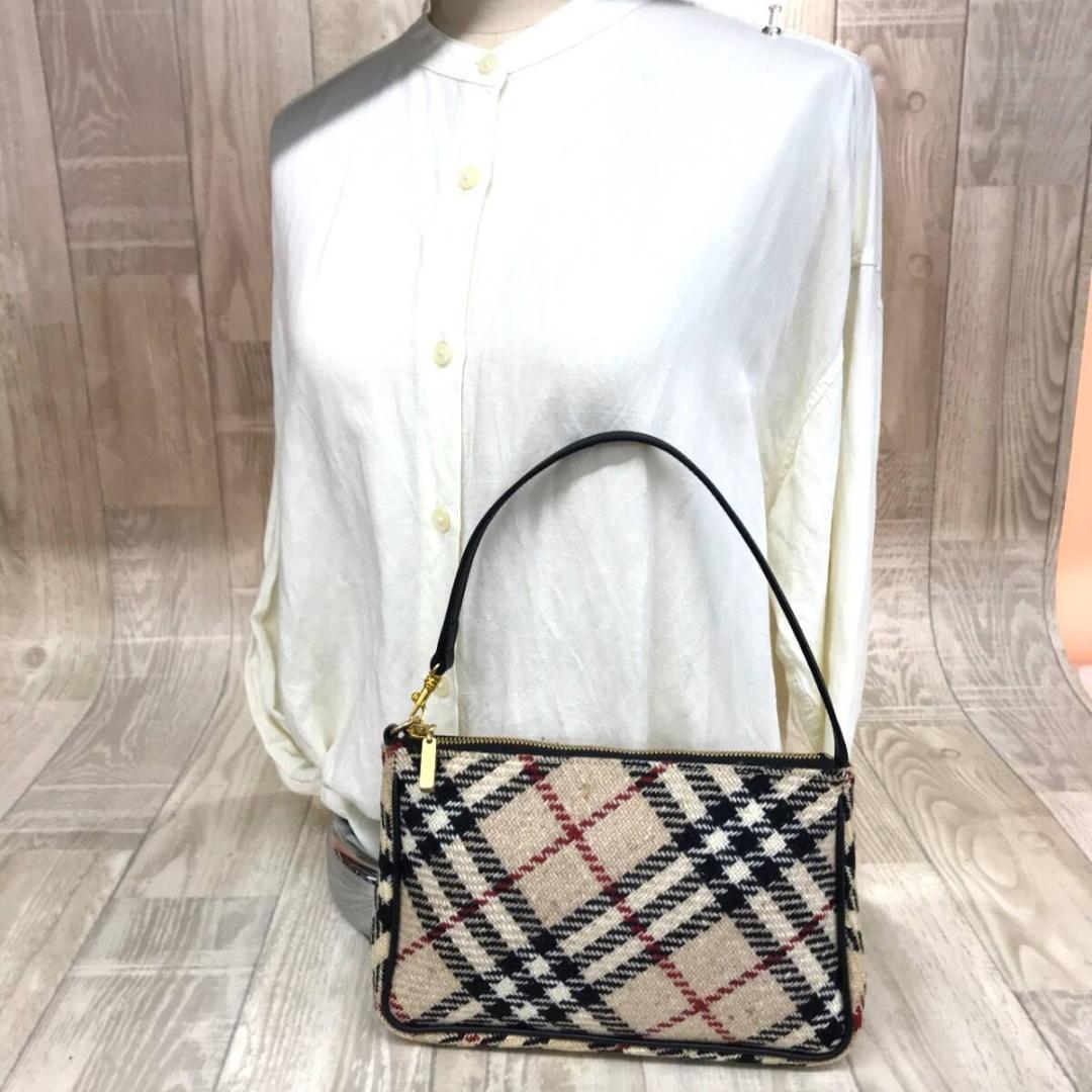 BURBERRY LONDON ツイード ミニバッグ●ベージュ系 ノバチェック