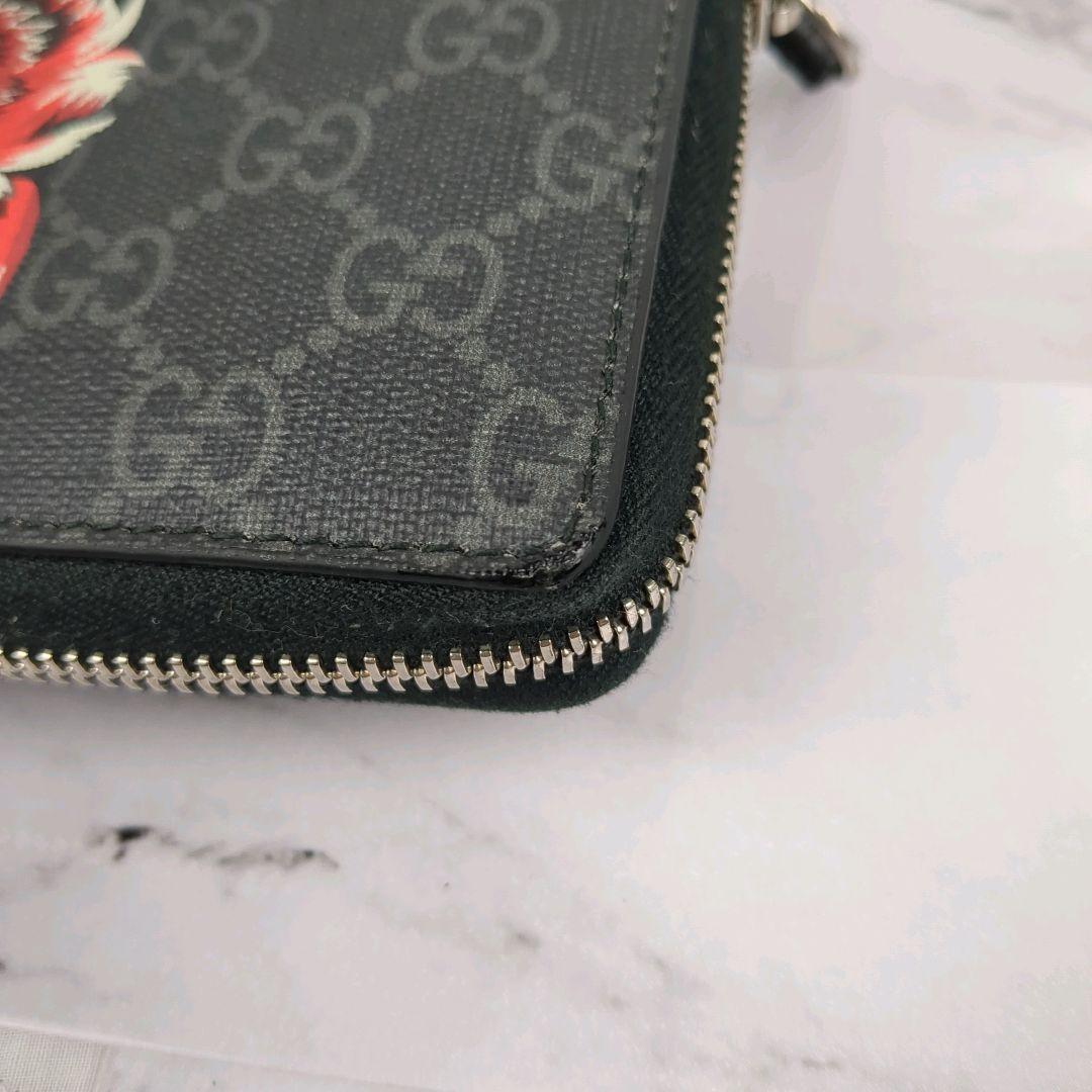 【美品】GUCCI☆GGスプリーム　ウルフ　タイガー　ラウンドジップ　長財布