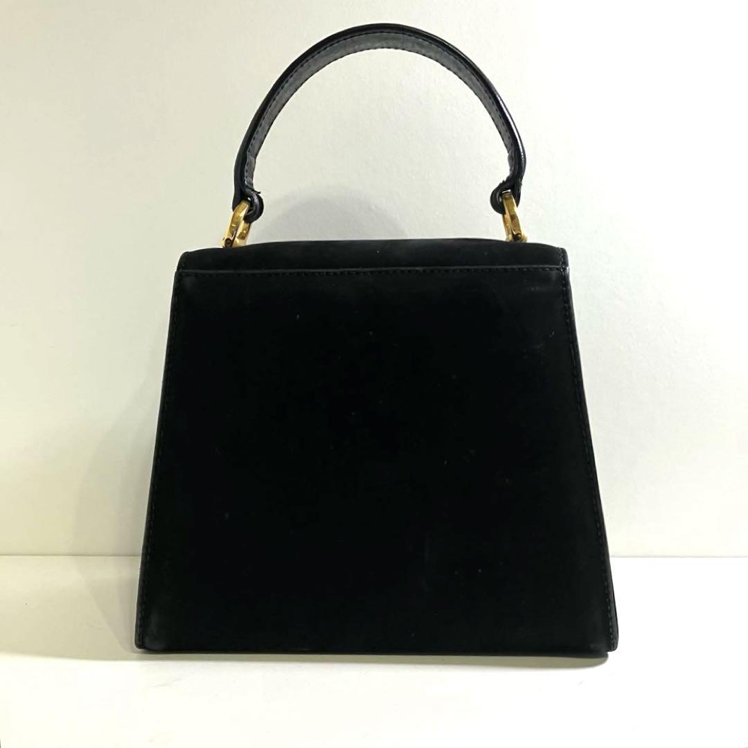 【美品】フェラガモ ヴァラリボン 金具 ハンドバッグ スエード レザー