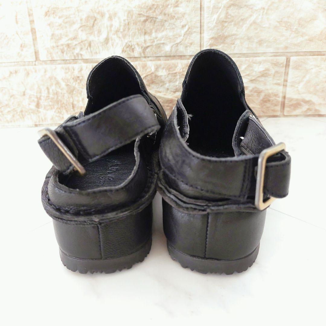 【新品】Hina day Green 革 スリッポン 黒 L