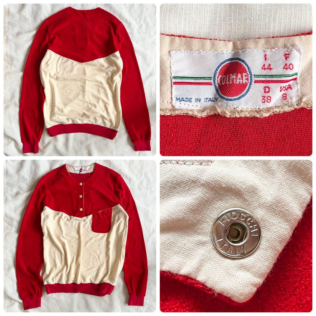 イタリア製ヴィンテージ パイル生地 ヘンリーネックトップスFREE SIZE・JANTIQUES WWW_MORNINGWALKER_COM