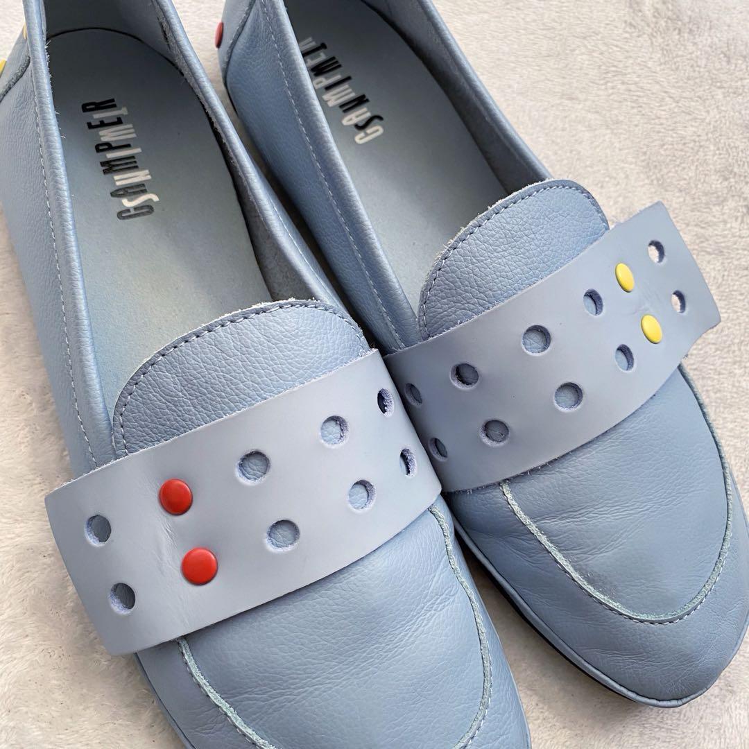 【極美品✨】Camper TWINS パンチングレザー　フラットシューズ　39