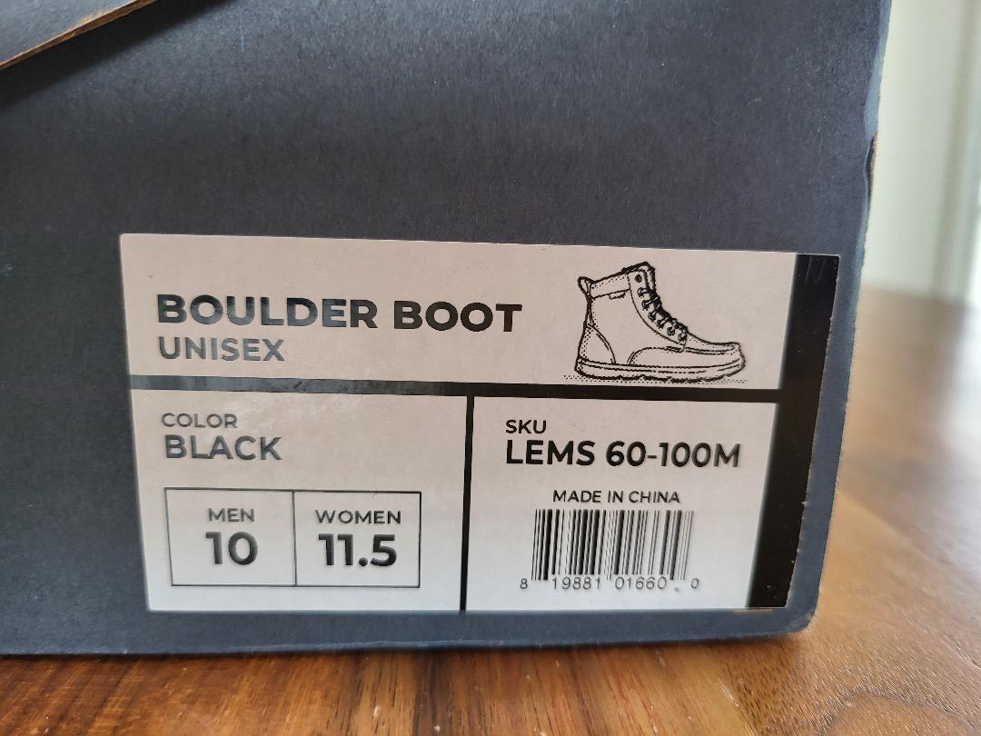 靴 Lems Boulder Boot Black Vegan