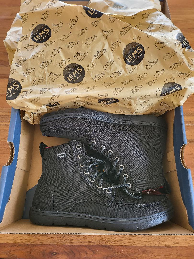 靴 Lems Boulder Boot Black Vegan