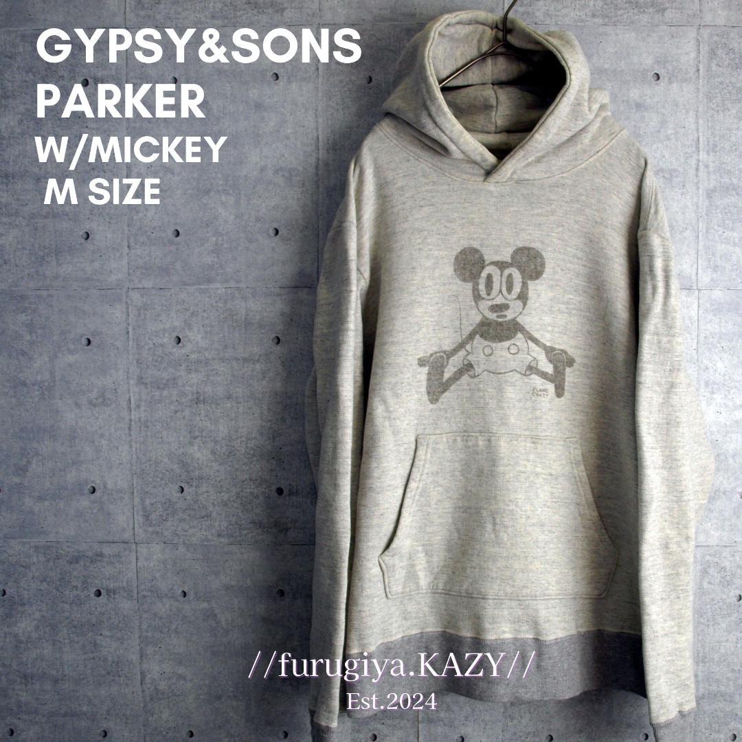 ジプシーアンドサンズ GYPSY&SONS ミッキープリントパーカー M