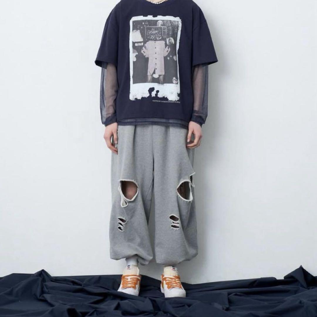 GIDEAL Clash Baggy Sweat Pants グレー　Ｌ