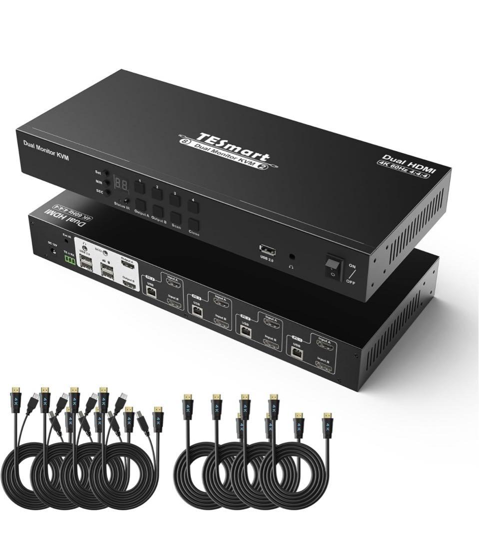 【新品未開封大幅値下】TESmart KVMスイッチ 4入力2出力