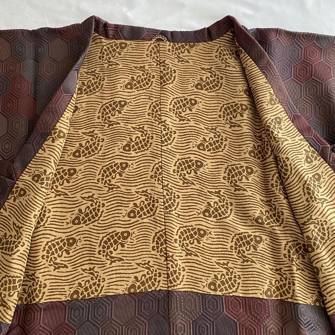 美品 正絹 道行コート 和装コート おしゃれ 亀甲文様