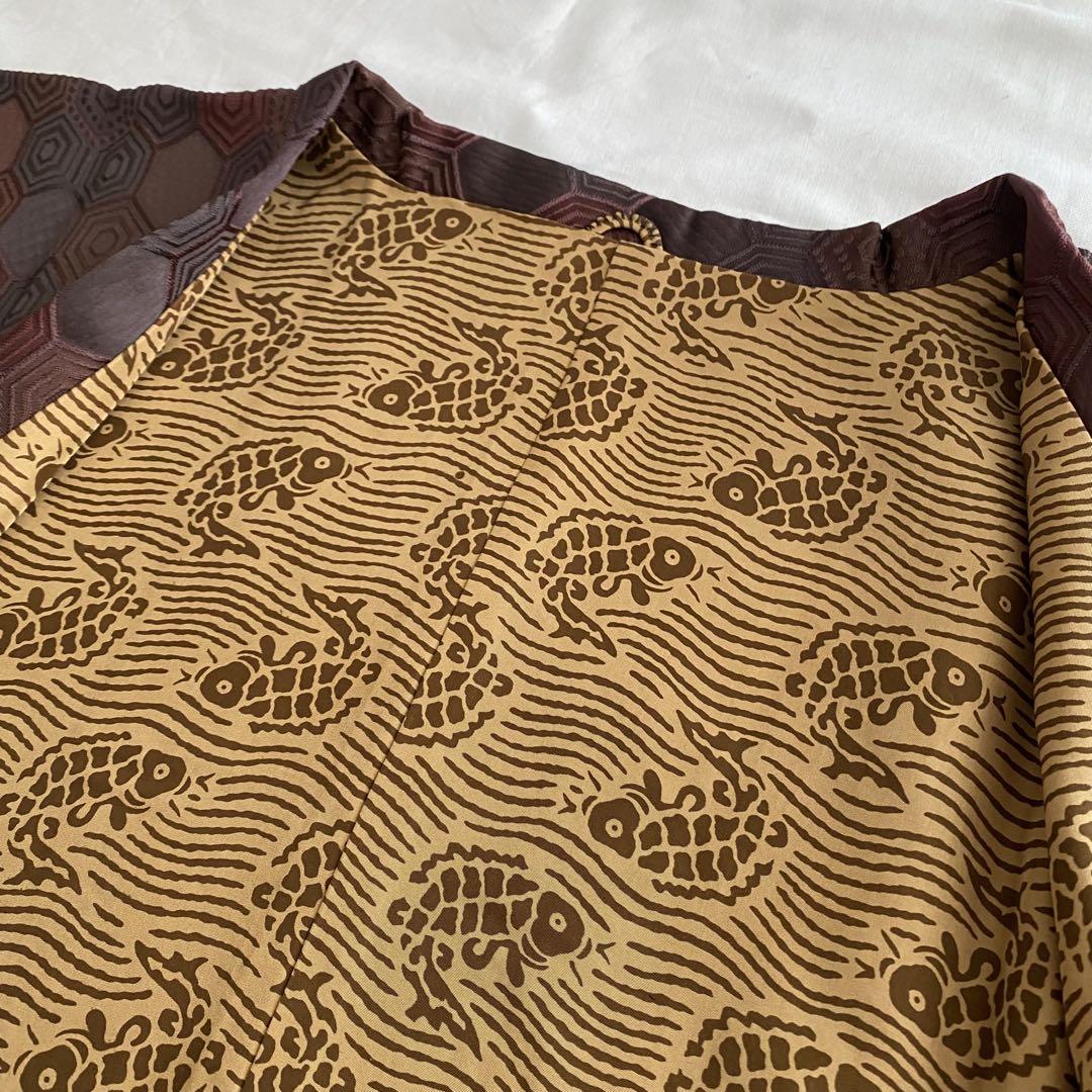 美品 正絹 道行コート 和装コート おしゃれ 亀甲文様
