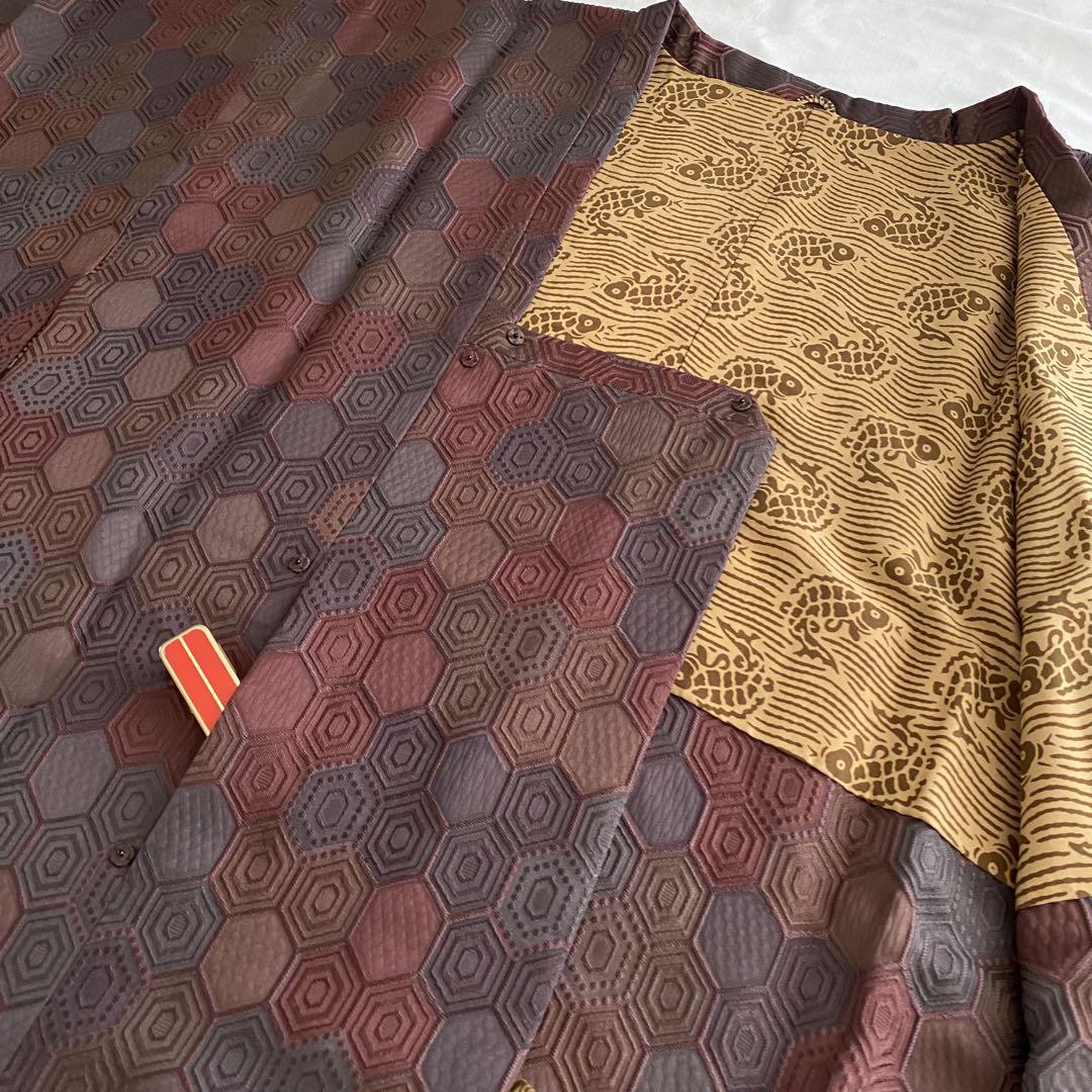 美品 正絹 道行コート 和装コート おしゃれ 亀甲文様