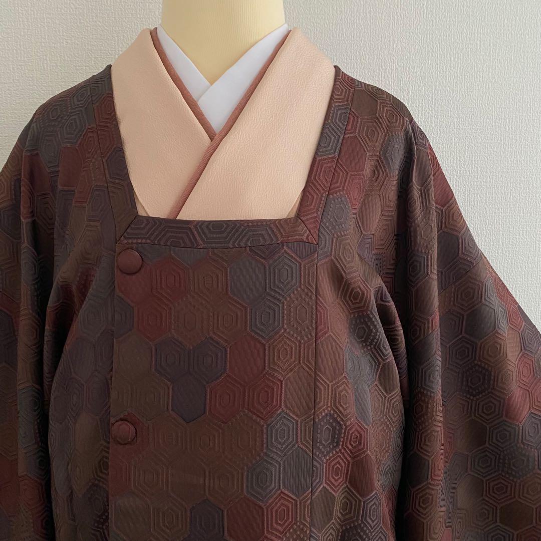 美品 正絹 道行コート 和装コート おしゃれ 亀甲文様