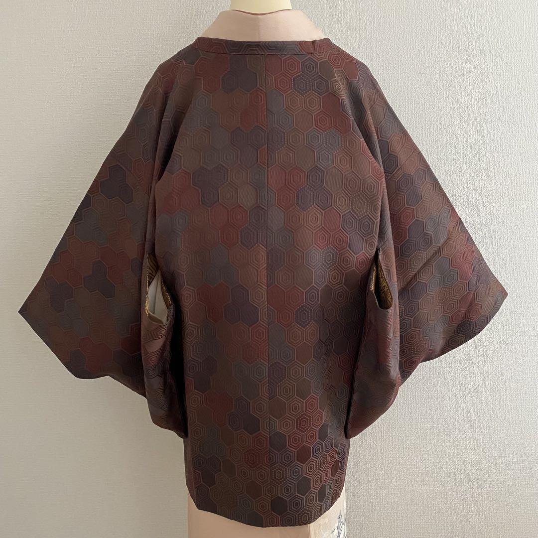 美品 正絹 道行コート 和装コート おしゃれ 亀甲文様