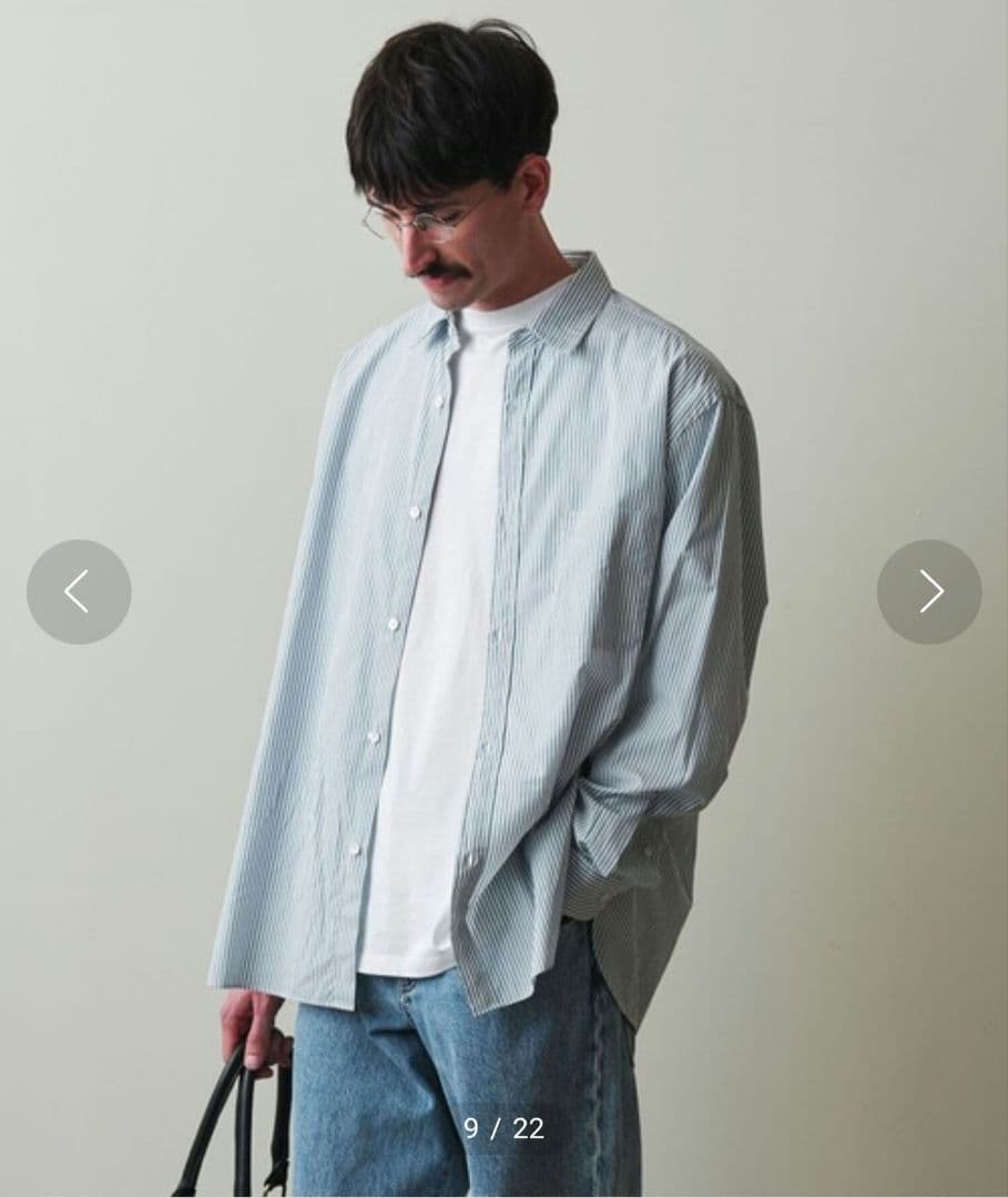 スティーブンアラン ロンドンストライプ レギュラー シャツ L 綿L steven alan