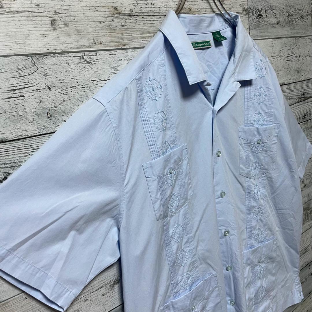 CUBAVERA　キューバシャツ　柄シャツ　全刺繍　4ポケット　開襟　XL