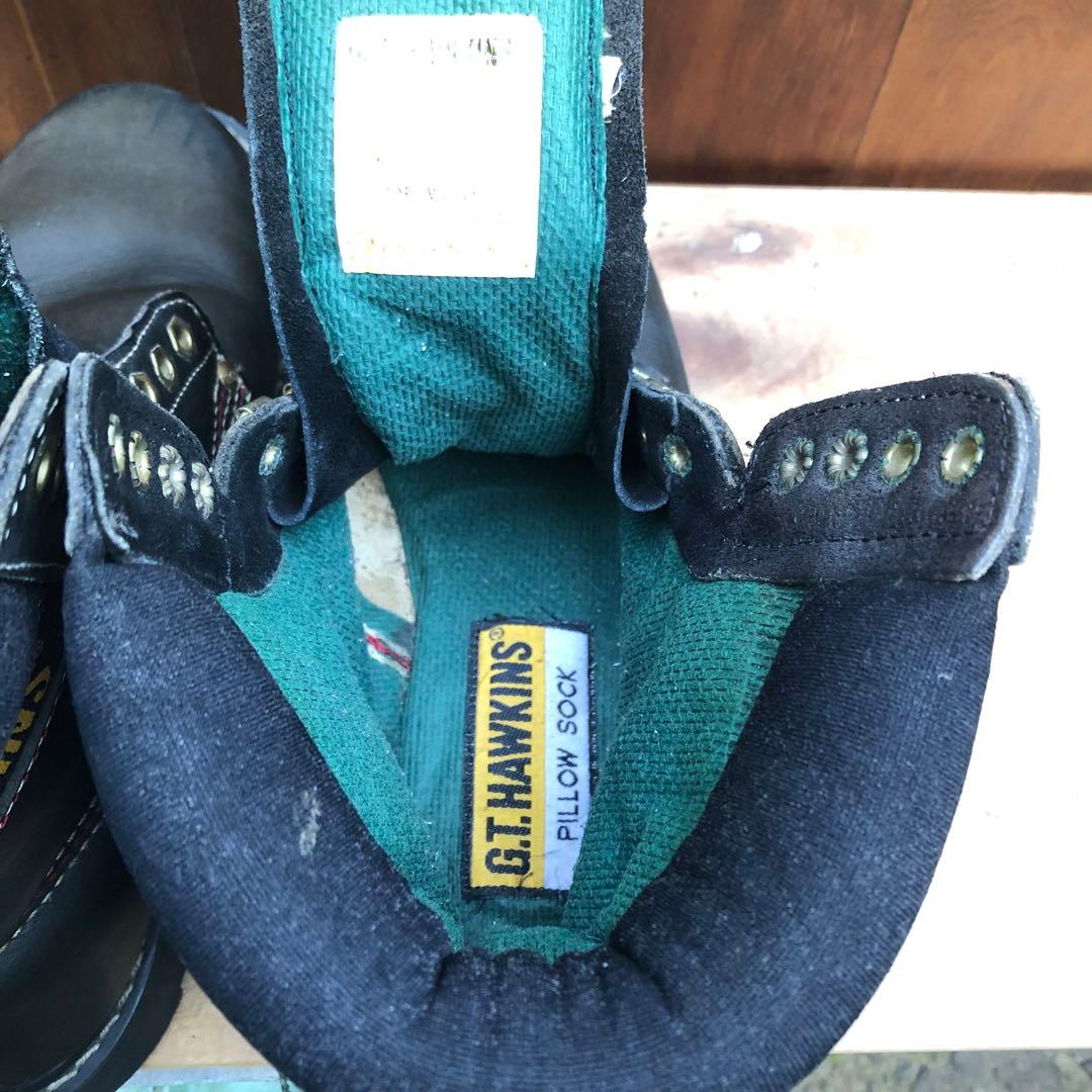 ビンテージ G.T. HAWKINS ワークブーツ 黒 US9 本革 ビンテージ G.T. HAWKINS ワークブーツ 黒 US9 本革