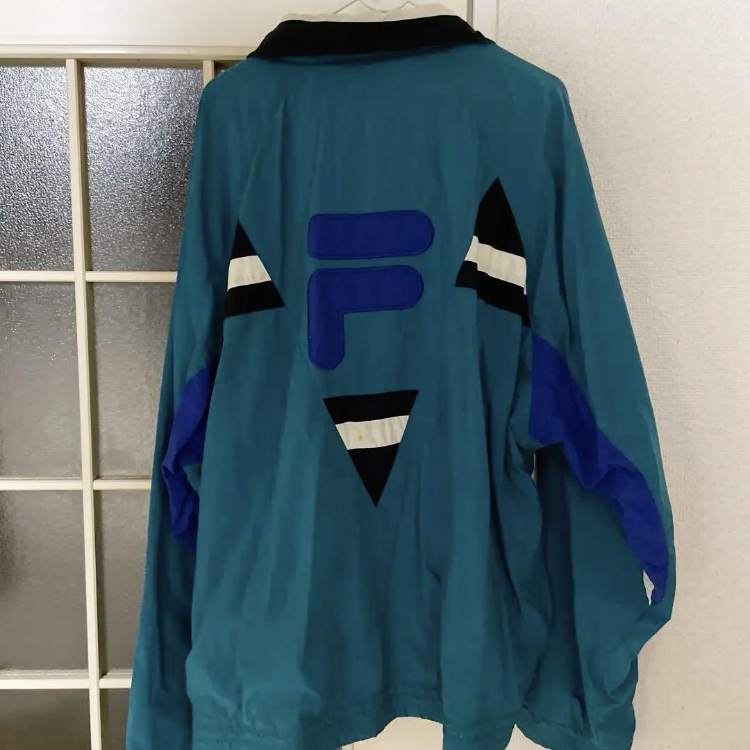 人気 FILA フィラ 刺繍入り ナイロンジャケット 古着 バイカラージャケット