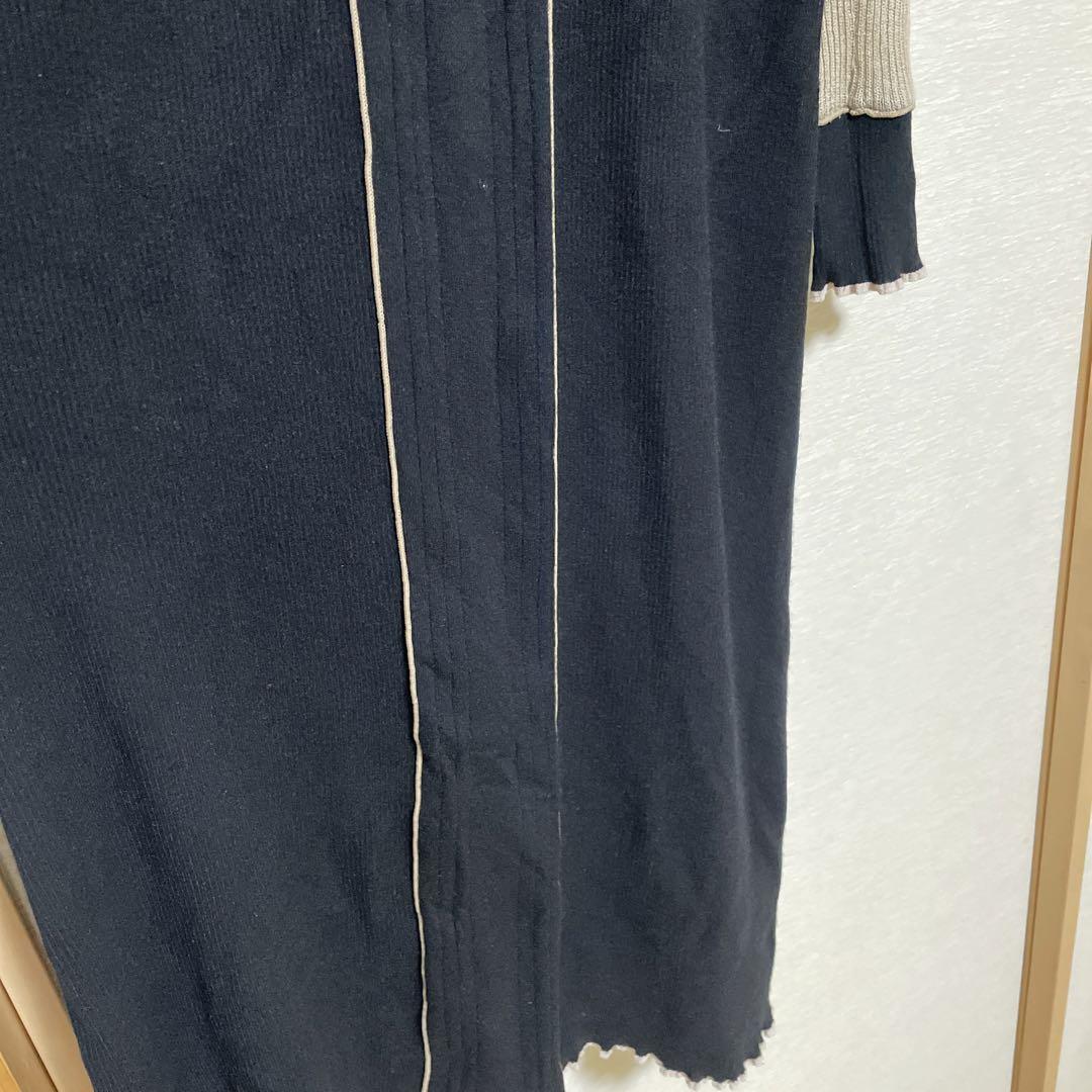 パターンメローリブニットワンピース　黒