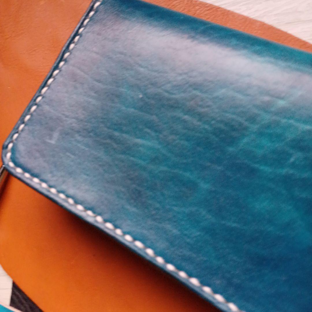 トラッカーウォレット ロング ターコイズブルー ムラ染め ハンドメイド トラッカーウォレット ロング ターコイズブルー ムラ染め ハンドメイド