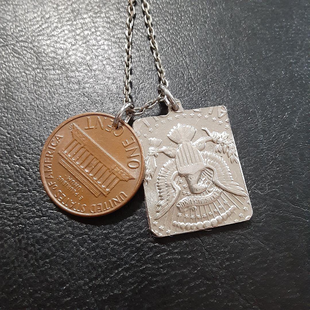 USAケネディハーフダラー銀貨1964年　ドッグタグネックレス USAケネディハーフダラー銀貨1964年 ドッグタグネックレスの通販