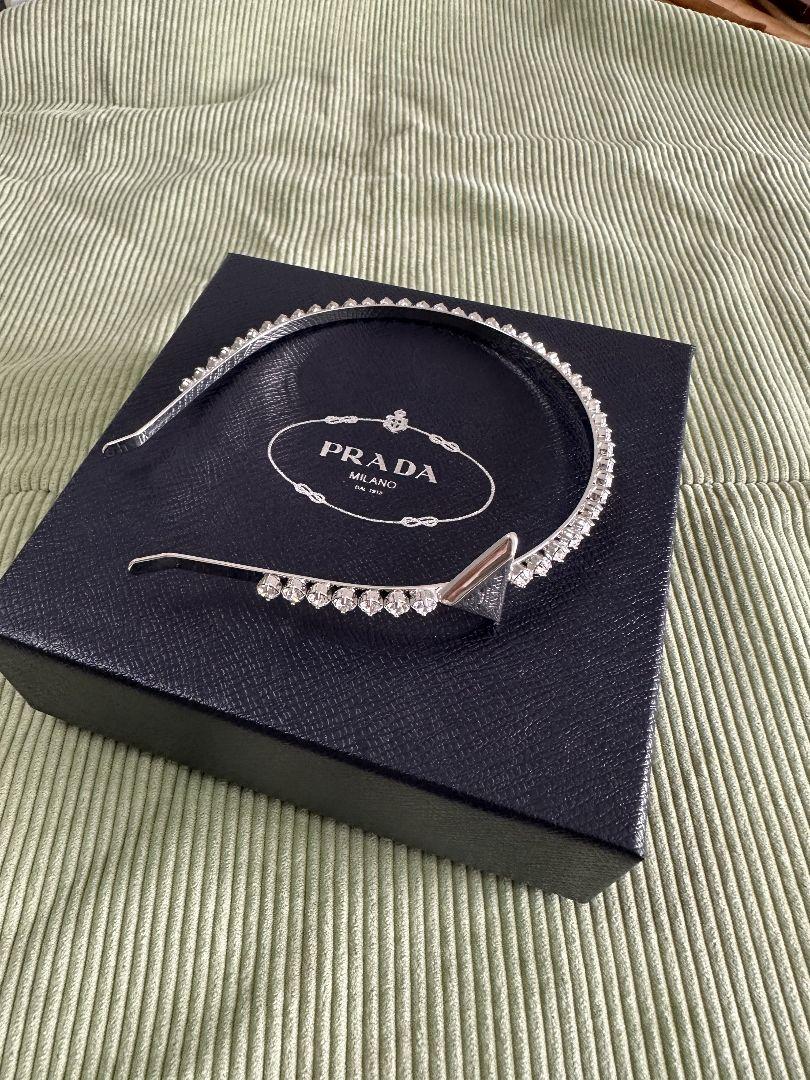 PRADA シルバー クリスタルヘアバンド