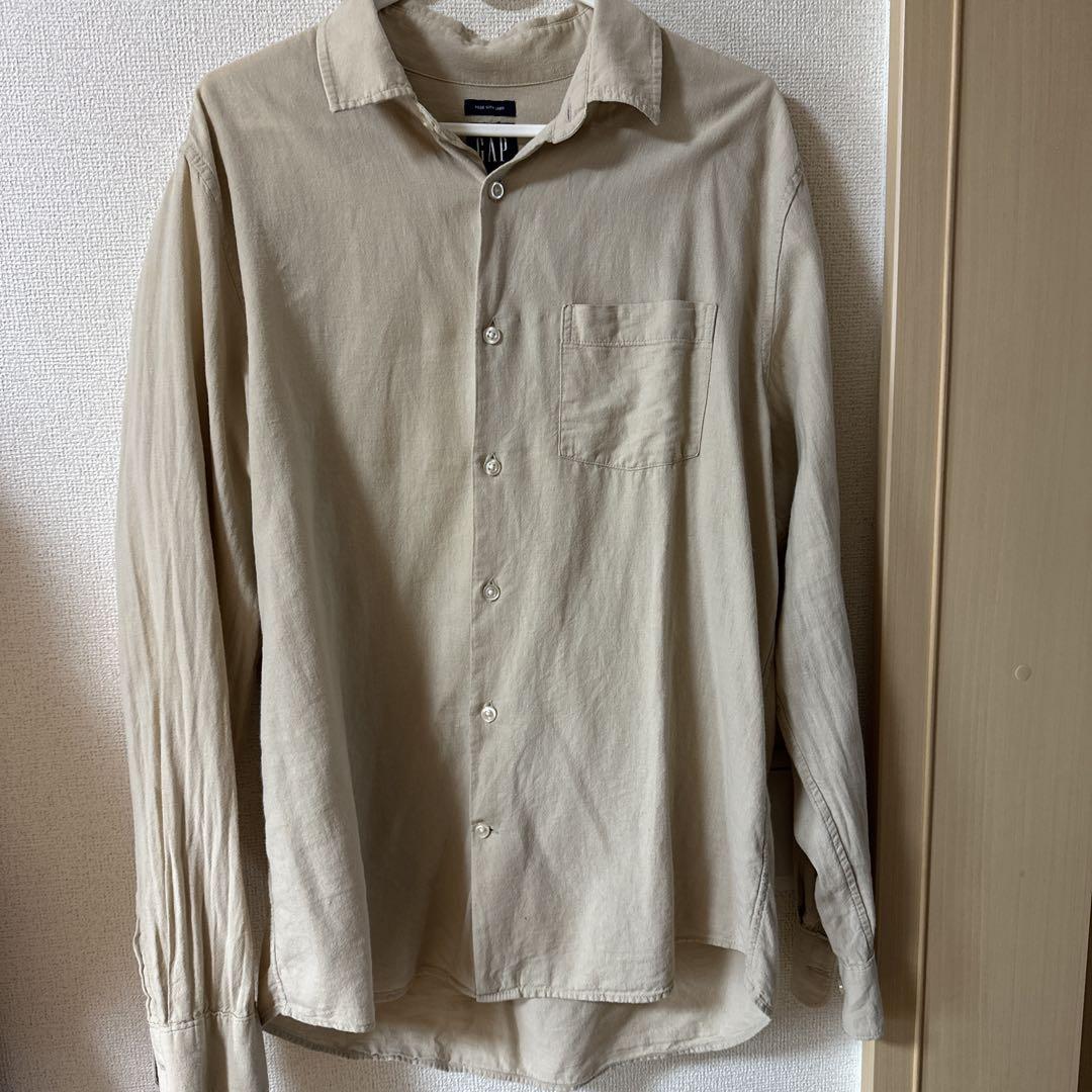 Plantation 麻100% ベージュ長袖シャツ M GAP リネン ベージュ 長袖シャツ M - メルカリ