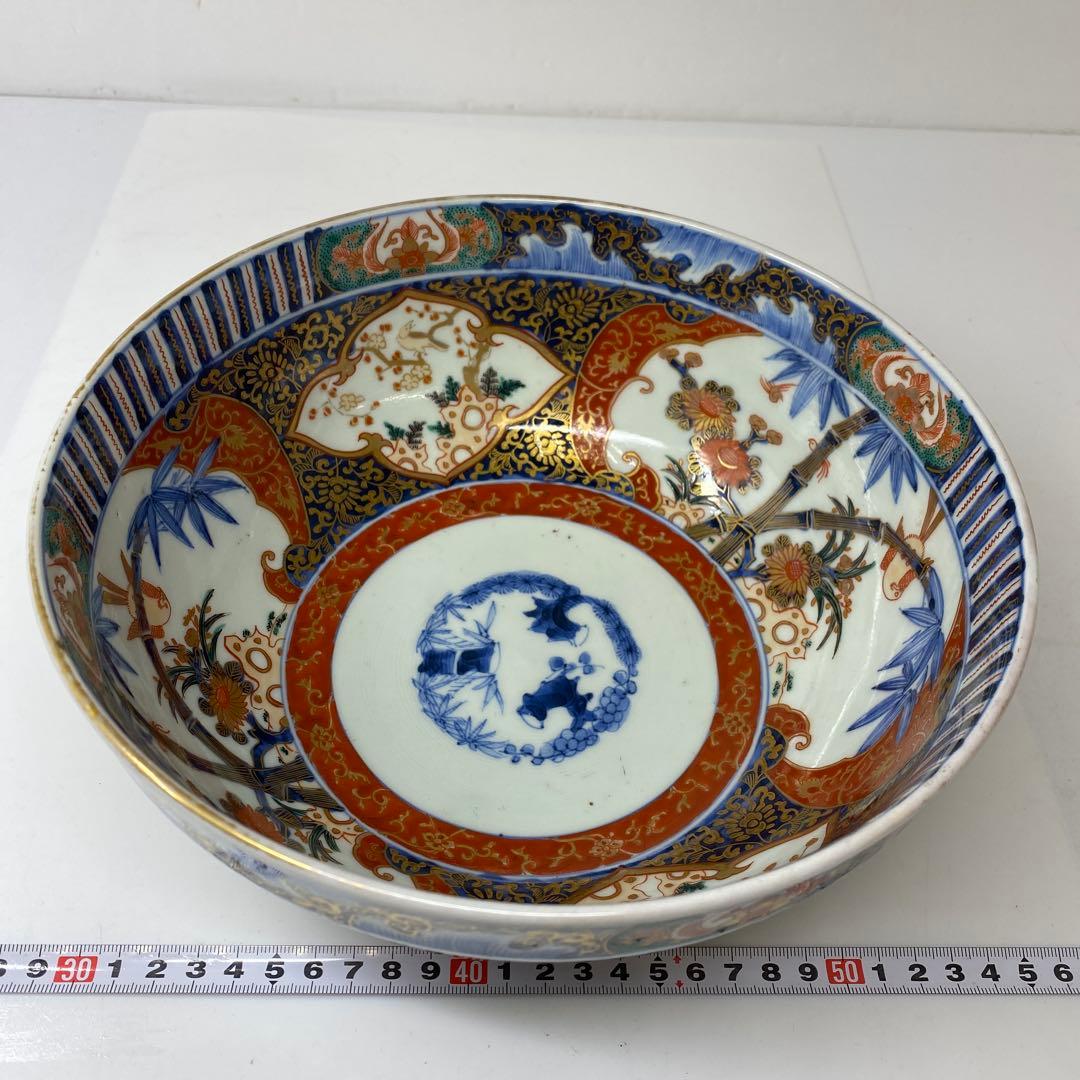 古伊万里 染錦 冨貴長春 赤絵 鉢 幅約24.1㎝ タニコサ 東さ7-1124④ 古伊万里 染錦 冨貴長春 赤絵 鉢 幅約24.1㎝ タニコサ 東さ7-1124④