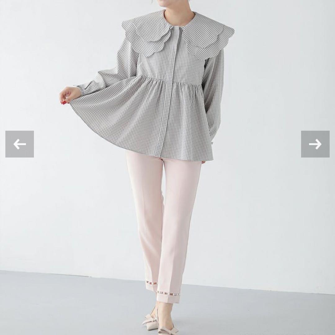 ダブルスカラップギンガムチェックブラウス（シャツ/ブラウス）｜Fit more（フィットモア）のファッション通販 - ZOZOTOWN