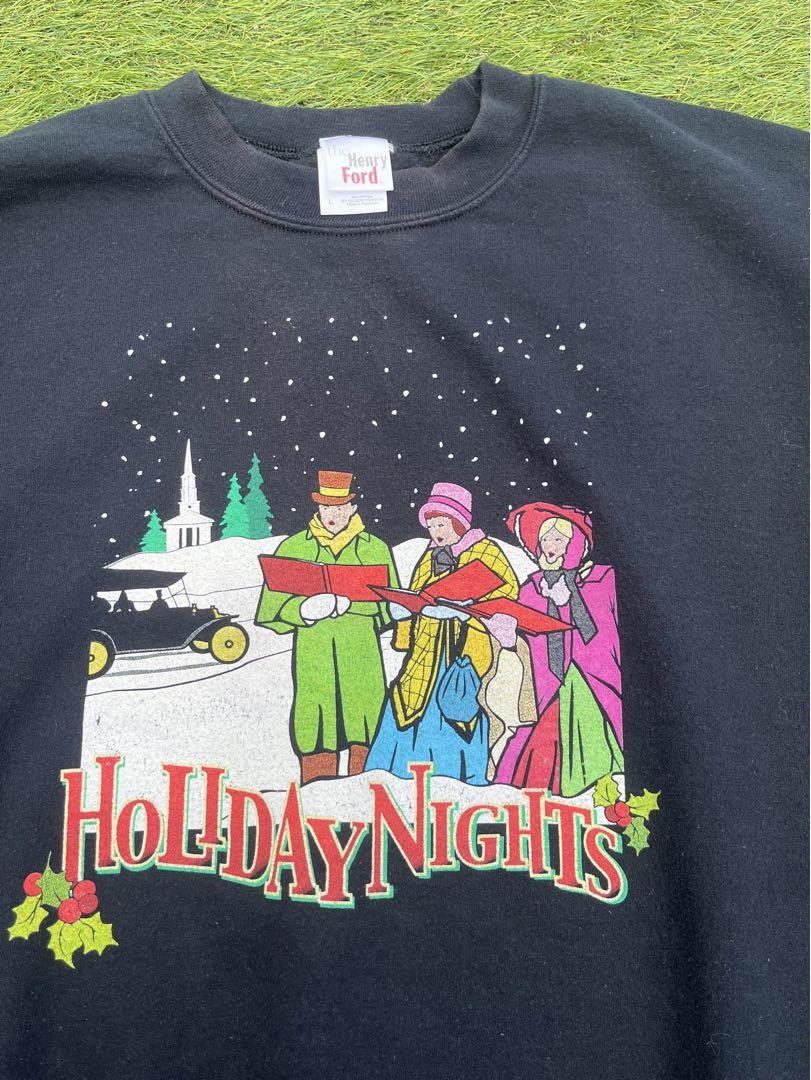 ヴィンテージHoliday Nights 古着スウェット　アート　クリスマス