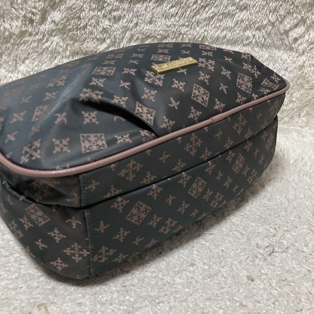 極美品 ラシット russet ショルダーバッグ グレー ピンク ロゴ金具