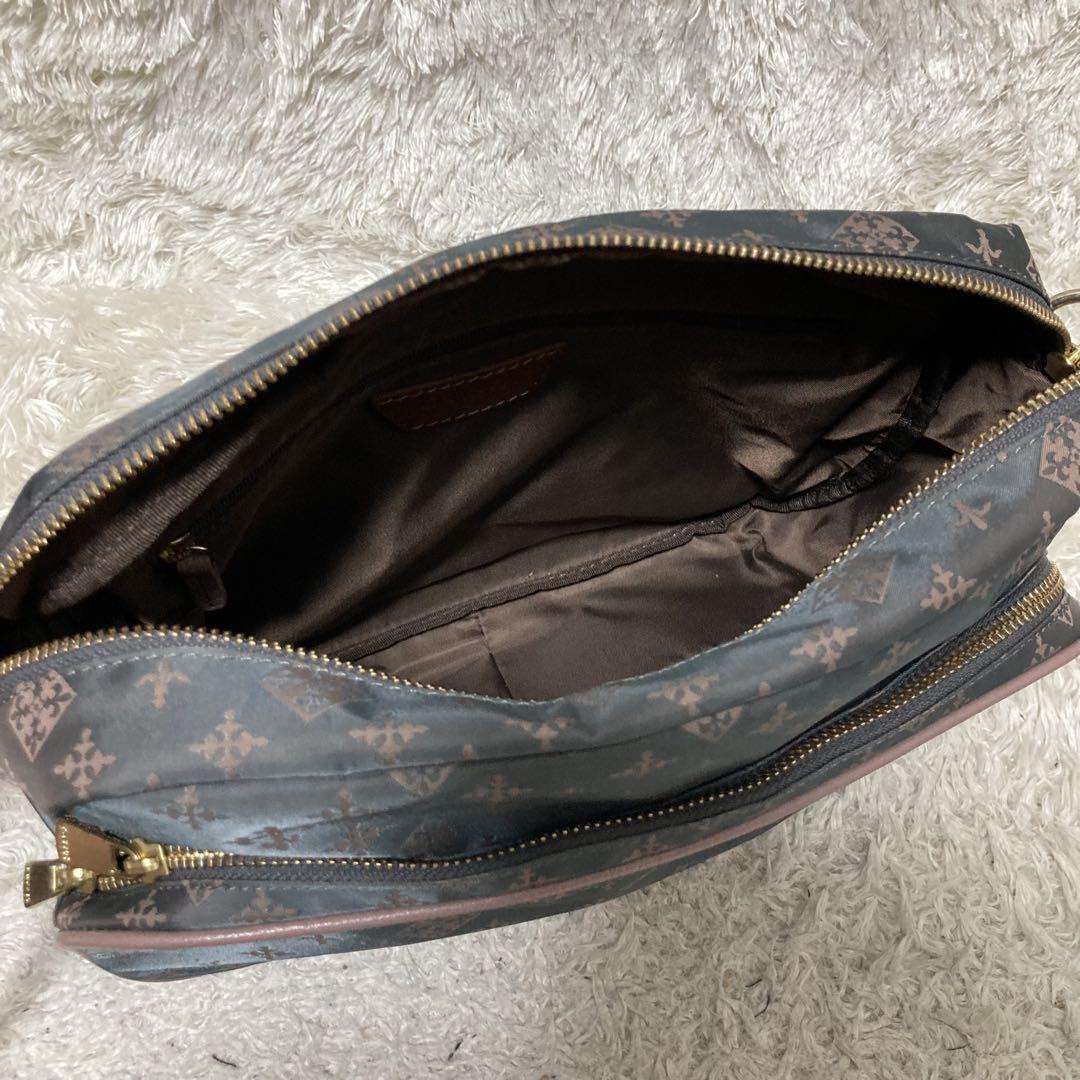 極美品 ラシット russet ショルダーバッグ グレー ピンク ロゴ金具
