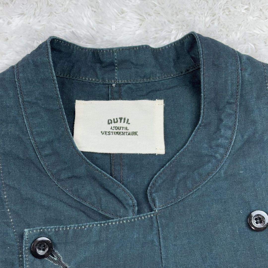 新品タグ付✨ウティ Veste Cize リネンジャケット ノーカラーシャツ 緑