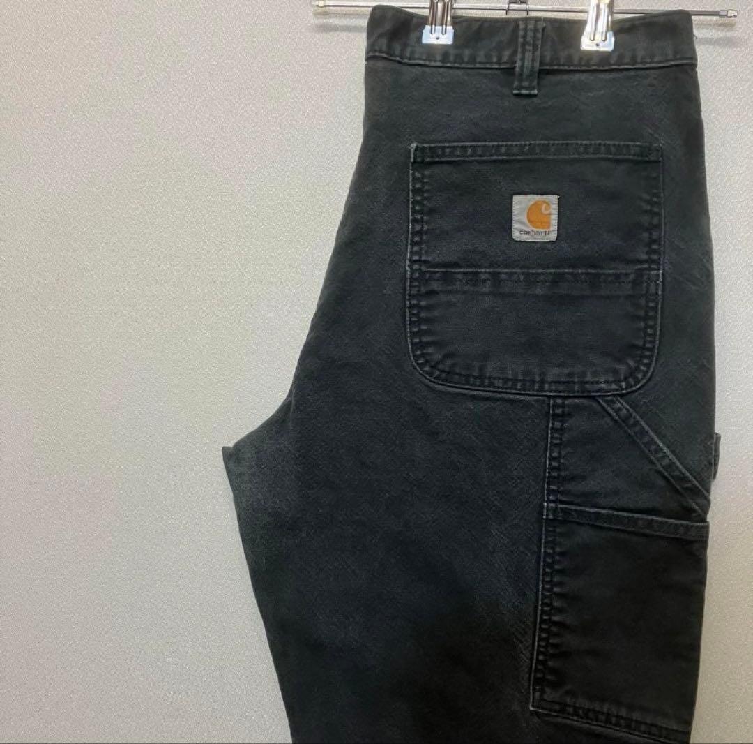 カーハートダブルニー　ペインターパンツ　ブラック　ダック地